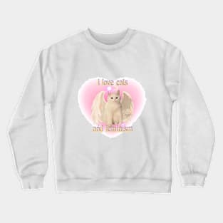 i love cats and feminism y2k Crewneck Sweatshirt